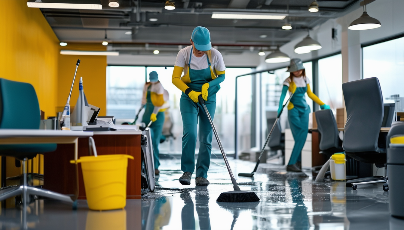 An image of a professional cleaning crew meticulou